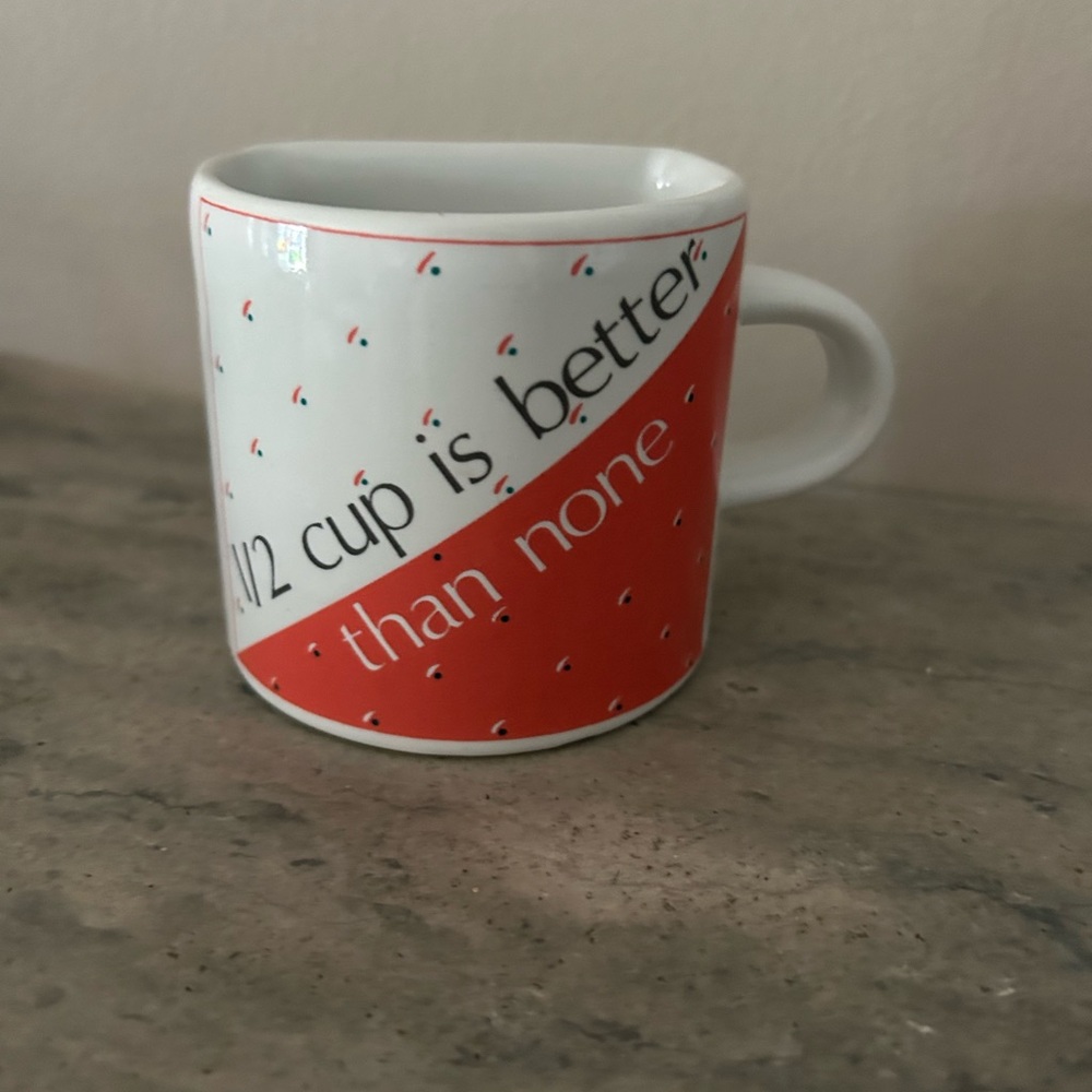 Humorous novelty funny coffee cup 1/2 half is better than none mug PAPEL, TAIWAN